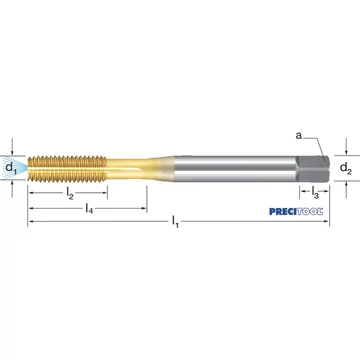 PREMUS 132672 M6 Gépi menetformázó, HSSE-Co5 TiN, kenőhoronnyal, IKZ