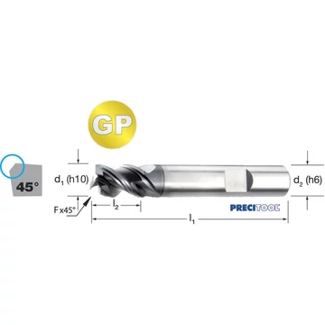 PREMUS 175362 16,00 Szármaró-GP, Tömör keményfém rövid élletöréssel ALNOVA