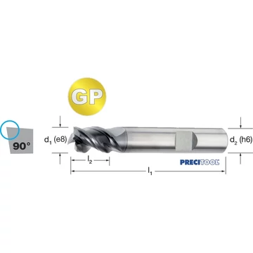 PREMUS 175364 2,80 Szármaró-GP, Tömör keményfém rövid P9 védő élletöréssel éles ALNOVA