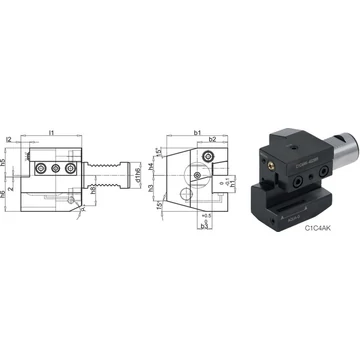 PREMUS 235013 50X25X85 Szerszámtartó CNC esztergagéphez, Axiális, jobbos rövid / fej feletti balos rövid, szorítóékes befogással