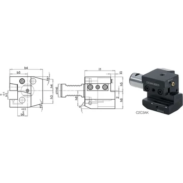 PREMUS 235017 50X25X85 Szerszámtartó CNC esztergagéphez, Axiális, balos rövid / fej feletti jobbos rövid, szorítóékes befogással