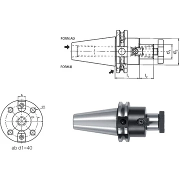 HAIMER 240616 40X27 Meredekkúp befogó, feltűző tüske, AD/B alak, rövid, hűtőcsatornával, G2,5 22.000 1/min fordulatszámnál