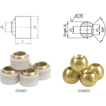 PRETEC 234801 10 Precitool szerszámtartó alkatrészek, Gömbfúvókák műanyag köpennyel