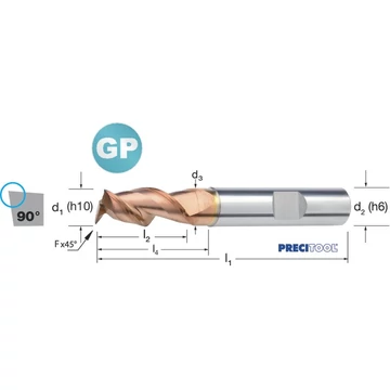 PREMUS 175257 4,00 Szármaró VHM-GP, hosszú, védő élletöréssel, éles, ZrCN