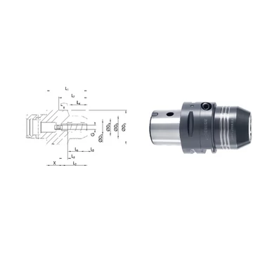 SCHUNK 241430 C5/12 Poligon száras kúpos befogó, Tendo E Compact hidroplasztikus befogó, rövid, G2,5 25.000 1/min fordulatszámnál