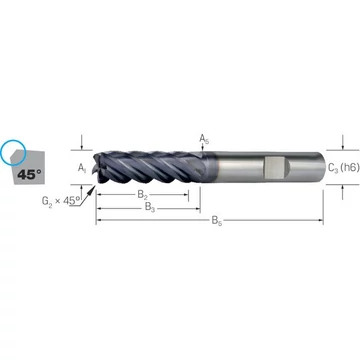 PREMUS 175589 8,00 Tömör keményfém szármaró INOX VHM-AlTiN, 40°, letöréssel