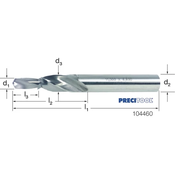 PREMUS 104460 M10 Rövid Fúró lépcsős, HSS 180° átmenő furat