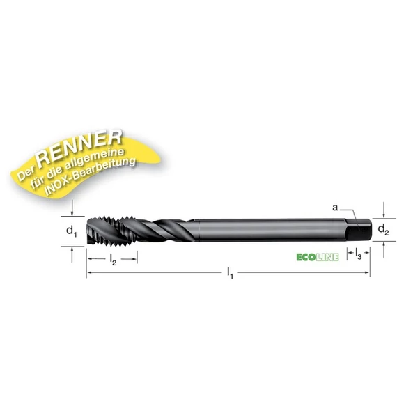 PRETEC 135510 M20 Gépi menetfúró, HSS-Co RSP35 gőzöléssel megeresztett