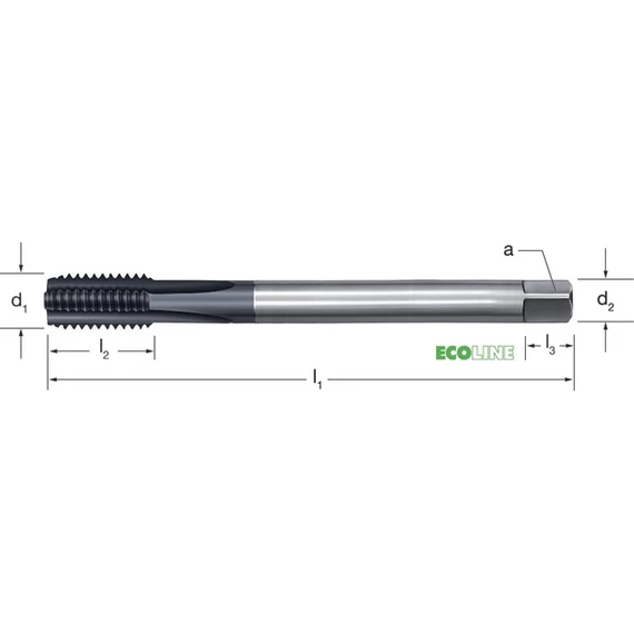 PRETEC 137510 3/8-19 Gépi menetfúró, HSS-Co TiCN