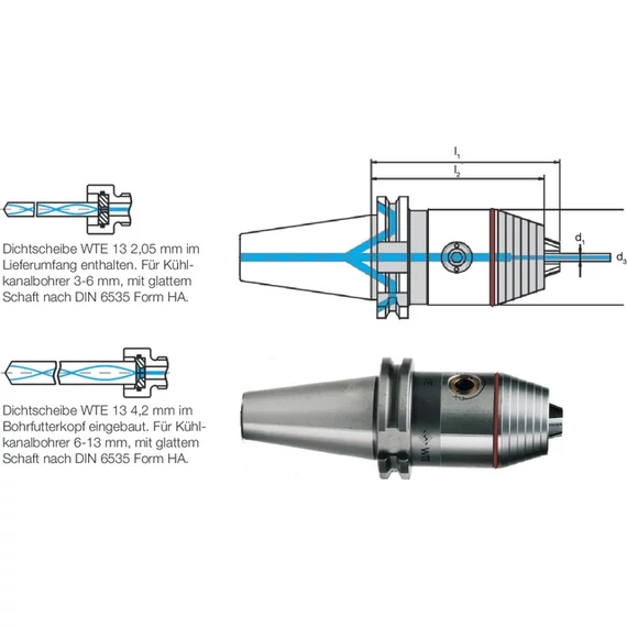 WTE 240682 CNC precíziós fúrótokmány, DIN 69871 AD/B