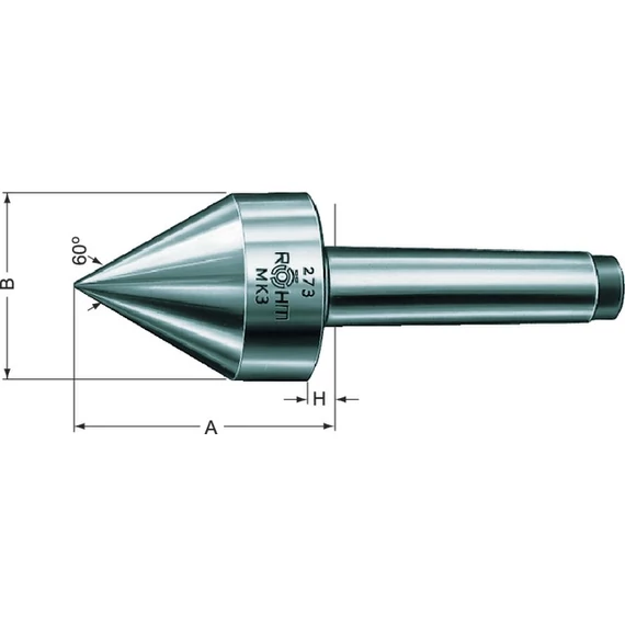 RÖHM 222920,0625 Központosító kúp, hegyes, 60 fok