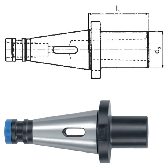 PRETEC 240060 40X2 Meredek kúpos befogó, Közpersely DIN 2080 kiütőlapos Morse-kúphoz