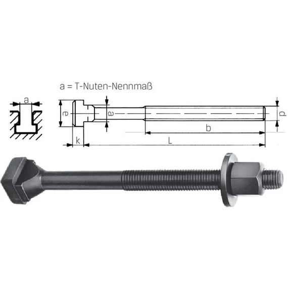 AMF 297000 16/M16X200 T-horonycsavar anya/alátét