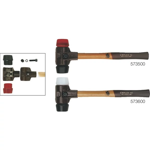 HALDER 573600 80 Kímélő kalapács, SIMPLEX egy-egy cserélhető betéttel, gumikeverék és nylon, fekete/fehér