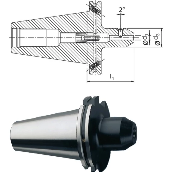 PREMUS 240581,666666667 Meredek kúpos befogó, DIN 69871 Whistle-Notch rendszer AD/B alak rövid kiegyensúlyozva G6,3 12.000 1/min fordulatszámnál