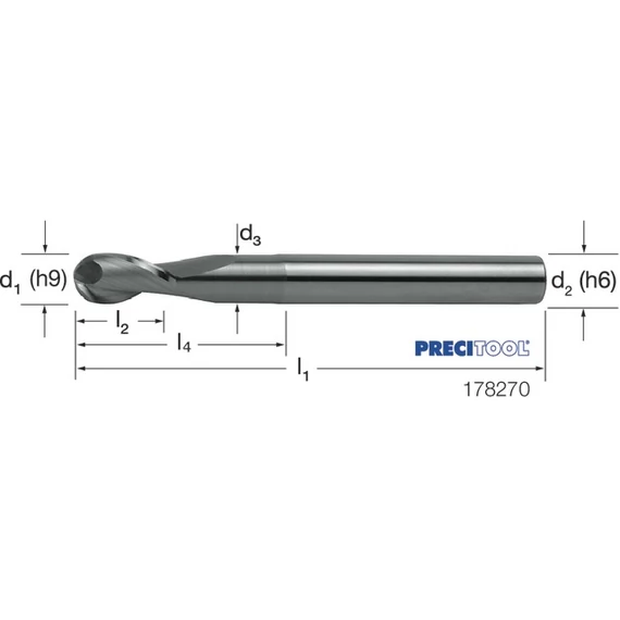 PREMUS 178270 12,00 Gömbmaró, Tömör keményfém hosszú