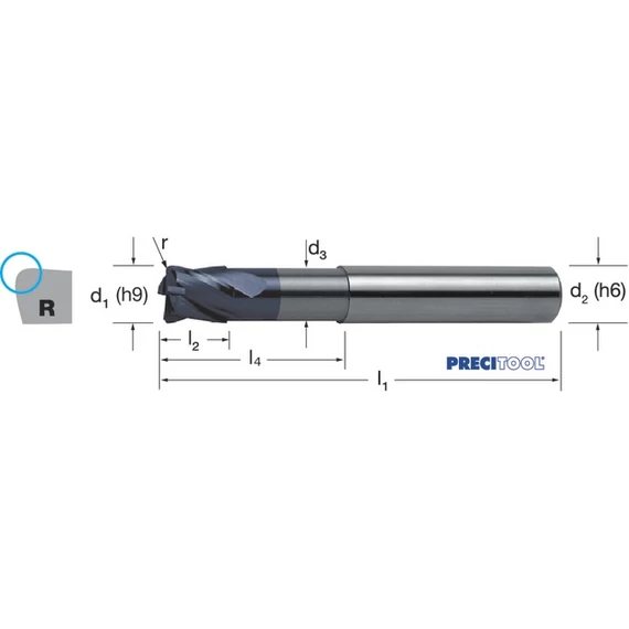 PREMUS 179065 10,00X0,5 Tóruszmaró, Tömör keményfém hosszú sarokrádiusszal X-CEED