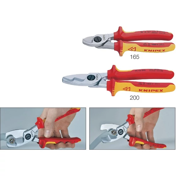 KNIPEX 554937200 VDE kábelolló, krómozott, többkomponensű burkolattal