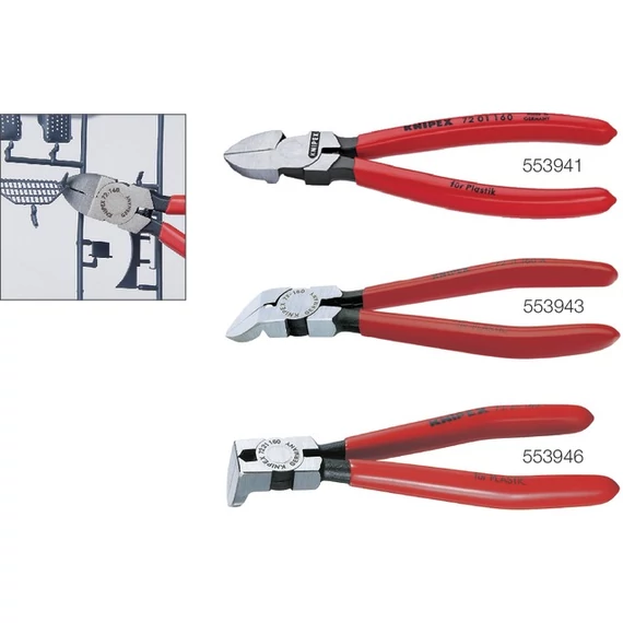 KNIPEX 553946160 Műanyag oldalcsípőfogók, polírozott, 85°-ban hajlított, műanyaggal bevont markolattal