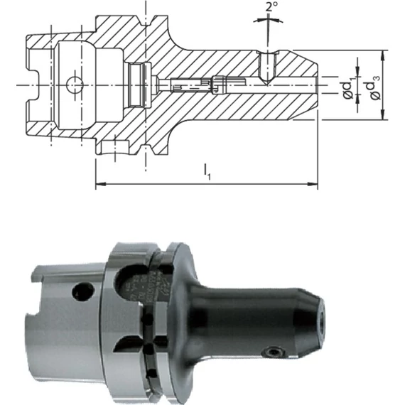 PREMUS 242234,5 Üreges szárú kúpos befogó, DIN 69893 A Whistle Notch rendszer rövid, kiegyensúlyozva G6,3 20.000 1/min fordulatszámnál