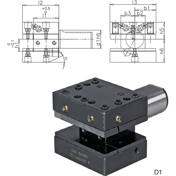 PRETEC 233700 D140X25X72 Szerszámtartó CNC esztergagéphez, Szerszámtartó többszörös befogóval D1 alak