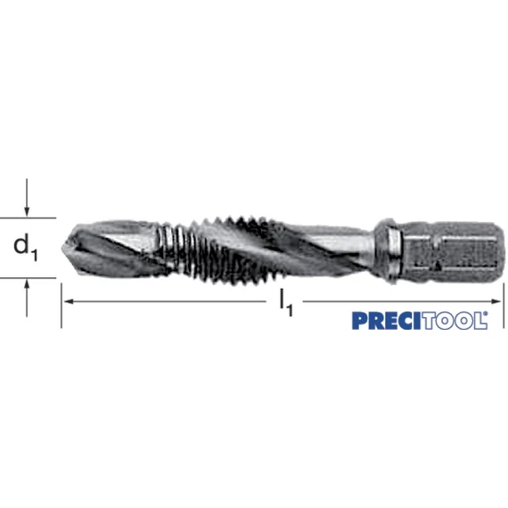 PRETEC 131900 M10 Kombinált menetfúró, HSS metrikus