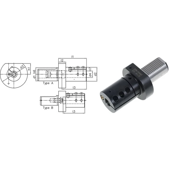 PRETEC 234210 E230X12 Szerszámtartó CNC esztergagéphez, Furatkés befogó E2 alak réselt a befogáshoz