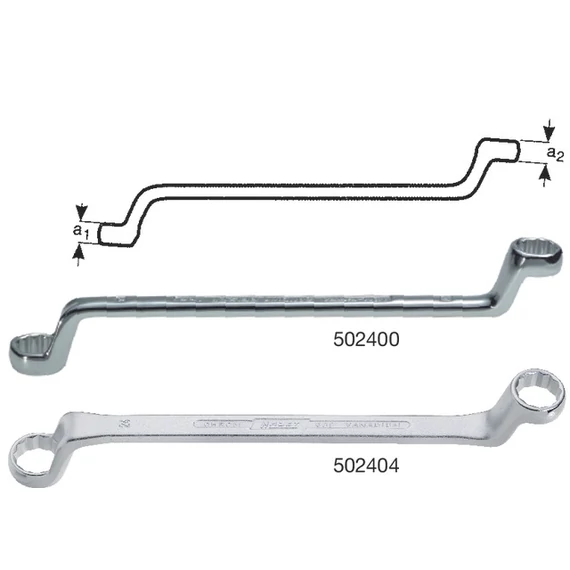 HAZET 502404 24X27 Kétoldalas csillagkulcs, mélyre hajlított nyakrész