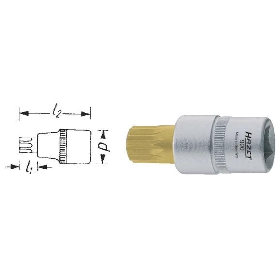 HAZET 516974 M5 Csavarhúzó betét, 1/2" sokfogú