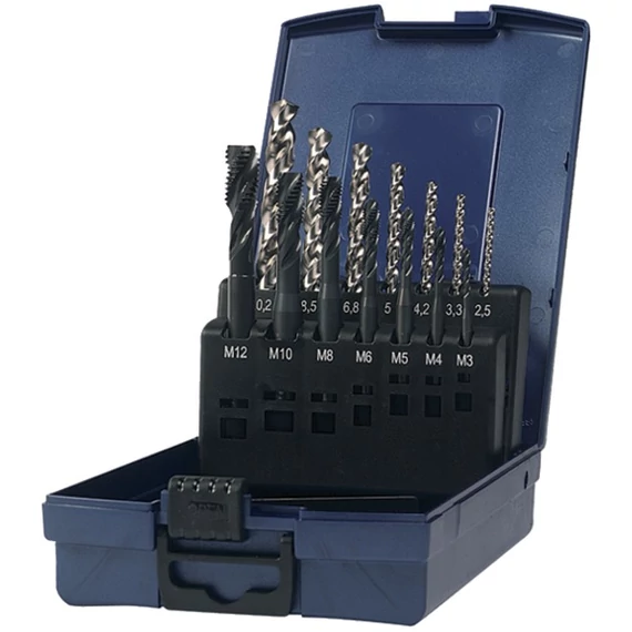 PRETEC 137990 M3-M12 Gépi menetfúró, HSS-Co RSP40 készlet magfuratfúróval