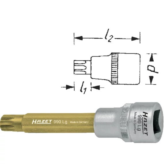 HAZET 516976 M8 Csavarhúzó betét, 1/2" sokfogú, hosszú