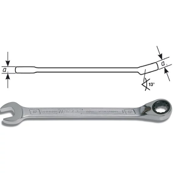 HAZET 501403 17 Racsnis csillag-villáskulcs, irányváltós