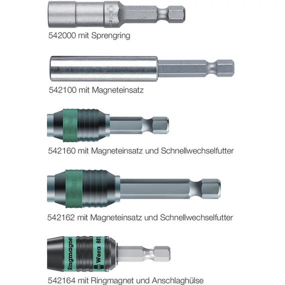 WERA 542160 E6,3/K Univerzális tartó, mágnesbetéttel és gyorscserélő tokmánnyal, rövid Rapidaptor®