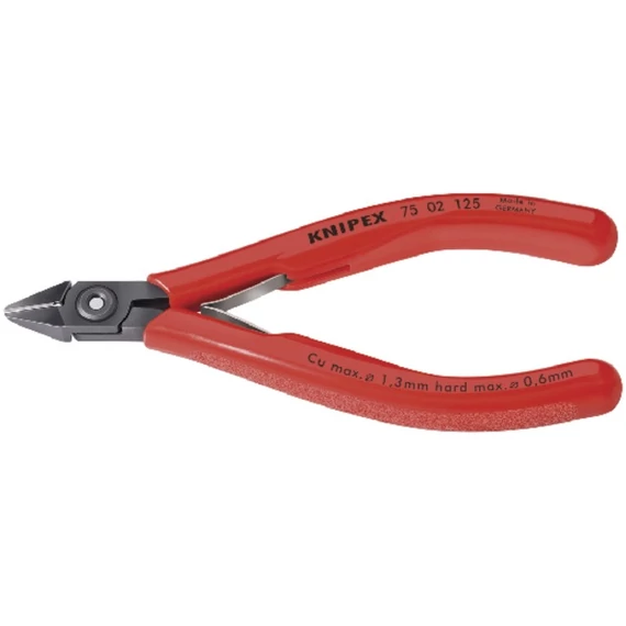 KNIPEX 555403 125FD Elektronikai oldalcsípőfogó, barnított, műanyaggal bevont markolattal és keskeny fejjel