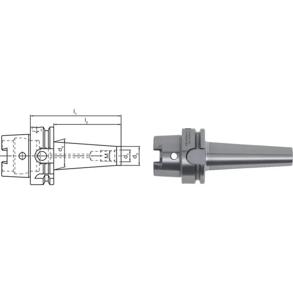 PREMUS 241086 63XM16 Üreges szárú kúpos befogó, DIN 69893 A becsavarozható maróhoz hosszú AD alak kiegyensúlyozva G2,5 25.000 1/min fordulatszámnál