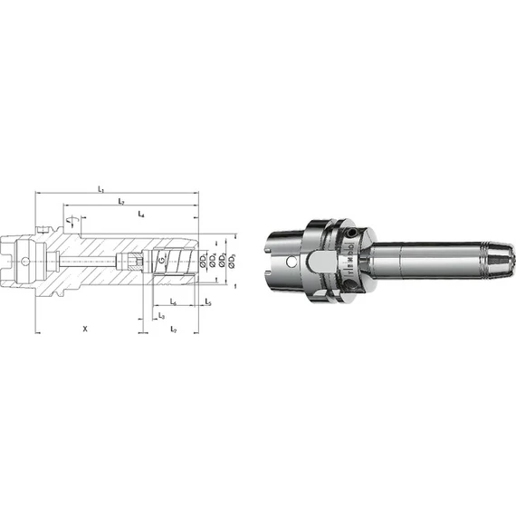 SCHUNK 241436,5 Üreges szárú kúpos befogó, DIN 69893 A Tendo hidroplasztikus befogó hosszú karcsú G2,5 25.000 1/min fordulatszámnál