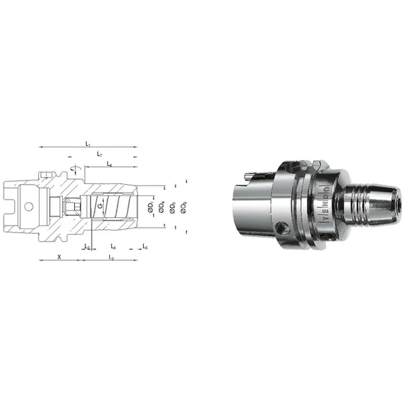 SCHUNK 241423,96875 Üreges szárú kúpos befogó, DIN 69893 A Tendo hidroplasztikus befogó rövid G2,5 25.000 1/min fordulatszámnál