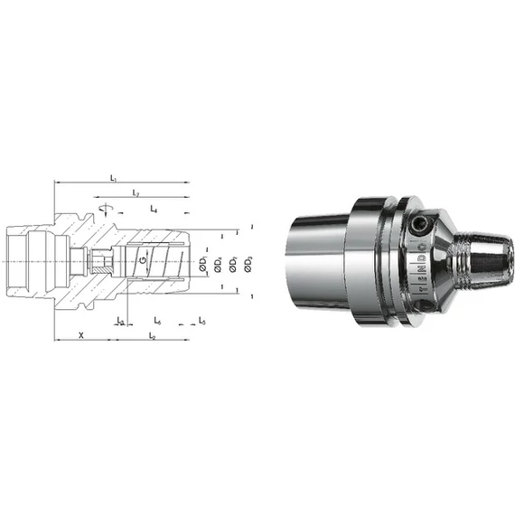 SCHUNK 241450,333333333 Üreges szárú kúpos befogó, DIN 69893 E Tendo hidroplasztikus befogó rövid G2,5 25.000 1/min fordulatszámnál