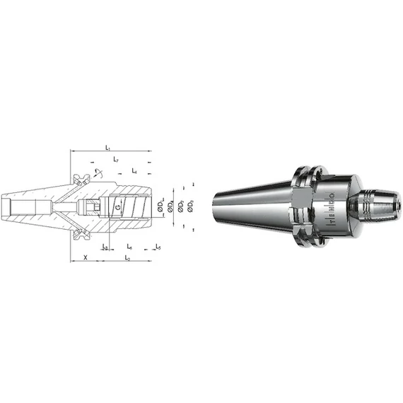 SCHUNK 241406,5 Meredek kúpos befogó, DIN 69871 Tendo hidroplasztikus befogó, AD/B alak, rövid, karcsú, G2,5 25.000 1/min fordulatszámnál