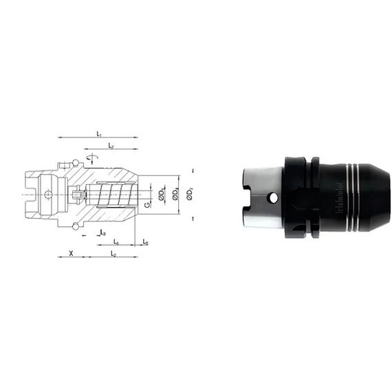 SCHUNK 241425,25 Üreges szárú kúpos befogó, DIN 69893 A Tendo E Compact hidroplasztikus befogó rövid nehéz G2,5 25.000 1/min fordulatszámnál