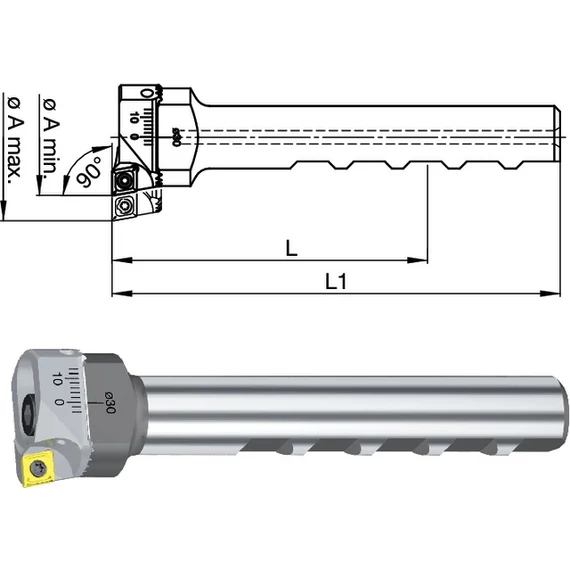 SWISS TOOLS 2390460002 Kiesztergáló kés, állítható, Ø 29,75 - 88,1