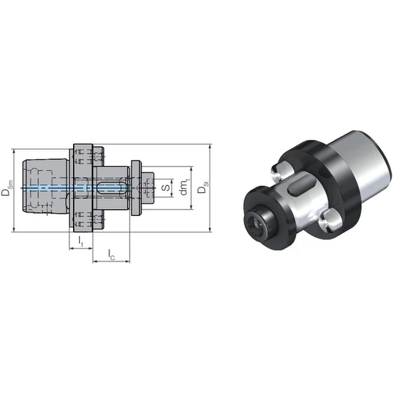 WTO 2358090316 Szerszámadapter, ISO 26623-1, Kombi marótüske adapter, rövid, szárbefogó horony nélkül