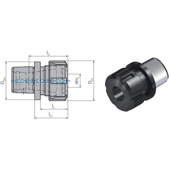 WTO 2358010425 Szerszámadapter, ISO 26623-1, Befogó adapter, rövid, szárbefogó horony nélkül