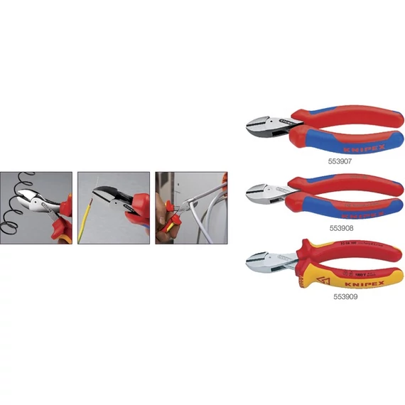 KNIPEX 553908160 Erő-oldalcsípőfogó, krómozott, többkomponensű burkolattal