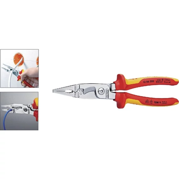 KNIPEX 554920200 Villanyszerelő fogó, krómozott, többkomponensű burkolattal