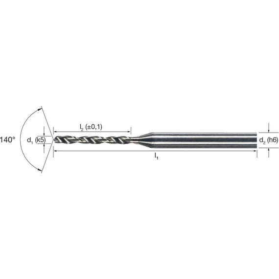 MIKRON 102425 0110 Mikrofúró, Tömör keményfém, 6 × D, belső hűtéssel