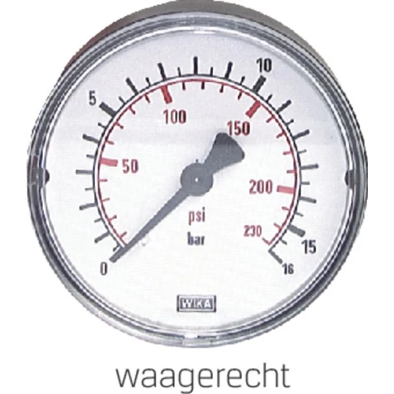 PRECITOOL 925830 0432 Manométer, vízszintes D63 mm 0 - 16 bar, G 1/4'