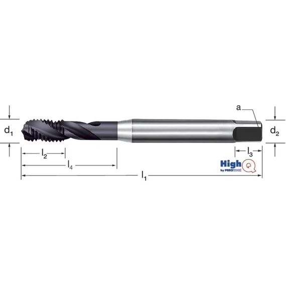 PREMUS 137580 M12 Gépi menetfúró HighQ, HSSCo-PM RSP40 TiAlN