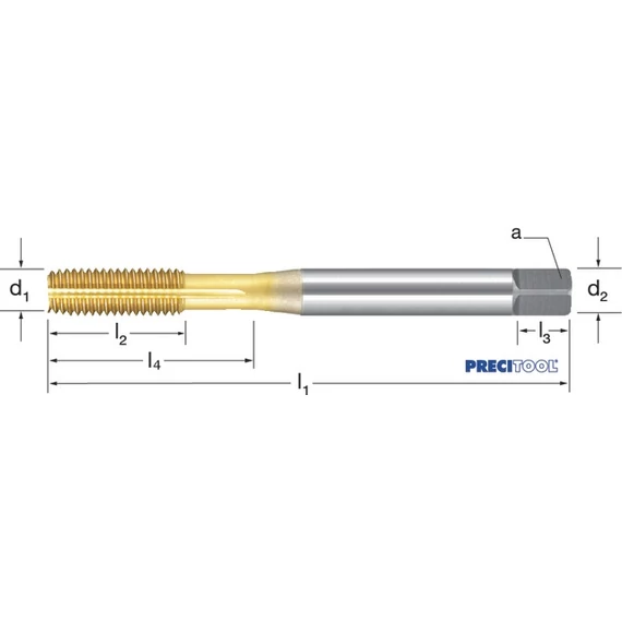 PREMUS 132671 M2,5 Gépi menetformázó, HSSE-Co5 TiN kenőhoronnyal