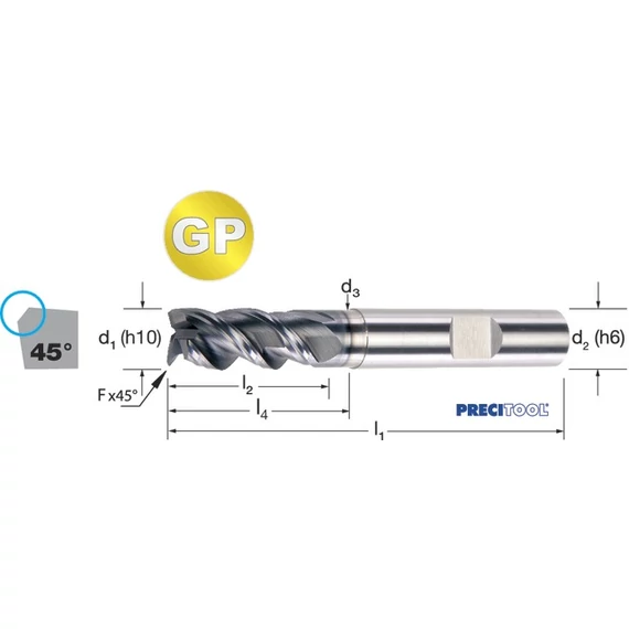 PREMUS 175371 3,00 Szármaró-GP, Tömör keményfém hosszú élletöréssel ALNOVA